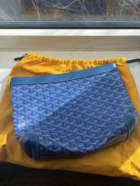 Goyard Goyardine Canvas Sky Blue Conti Pouch